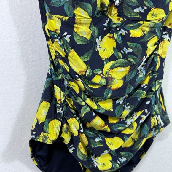 NipTuck Navy Lemon Citrus Built-in Padded Bra One-Piece Swimsuit Size 6 Slimming - Picture 7 of 13